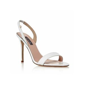 SJP Womens White Back Eleanor Toe Stiletto Slip On Leather Slingback Sandal 39.5